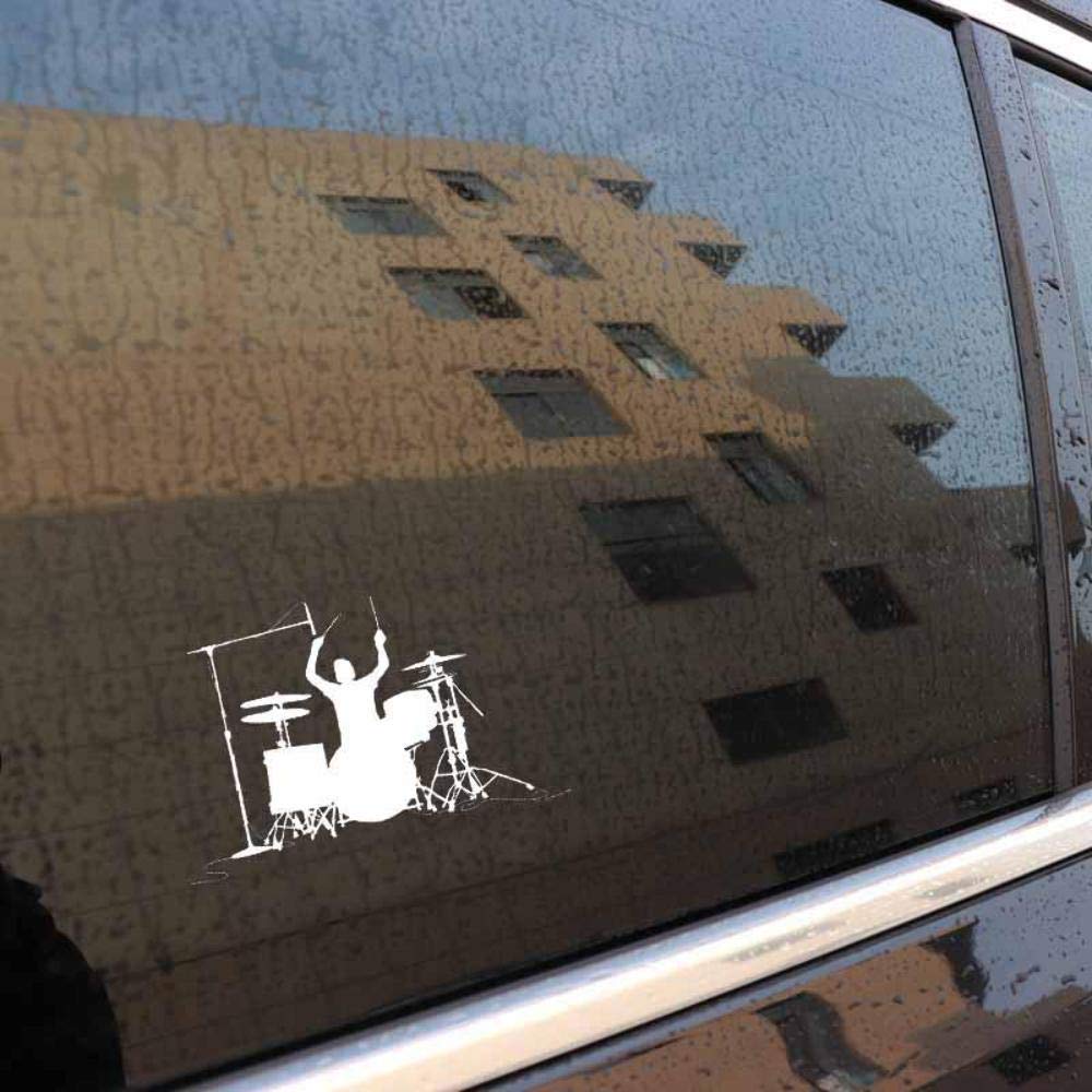Handmade By Stukk White Rock Drummer Drum Kit Fun Window Bumper Sticker Vinyl Decal 17.8Cm X 11.5Cm