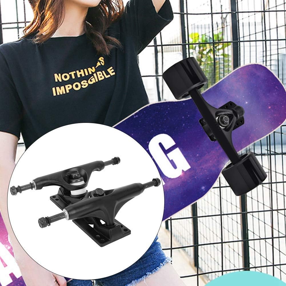 Alomejor 1 Paire de Skateboard Trucks 4-8 Pouces Rayures Skateboard Cendres polies Tonnerre Trucks pour Skateboard Noir