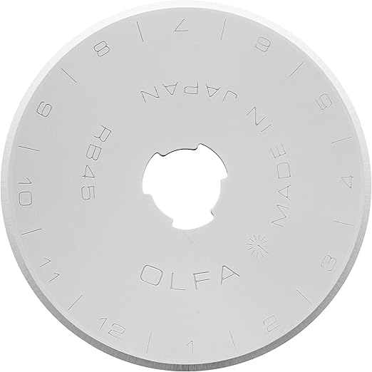 OLFA 45mm Rotary Cutter Replacement Blades, 5 Blades (RB45-5) - Tungsten Steel Circular Rotary Fabric Cutter Blade for Quilting, Sewing, Crafts, and Scrapbooking Fits Most 45mm Rotary Cutters