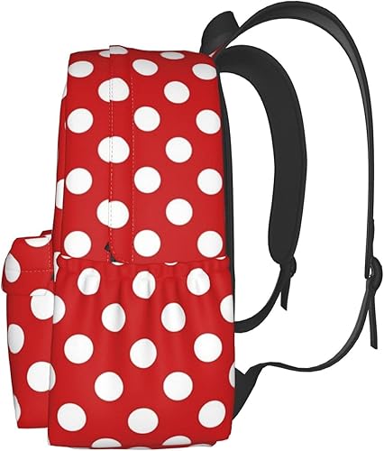 Miniatura 2 de KiuLoam Mochila de 17 pulgadas, mochila para laptop, bolsa de hombro, mochila escolar casual, Lunares rojos y blancos., Mochila para laptop