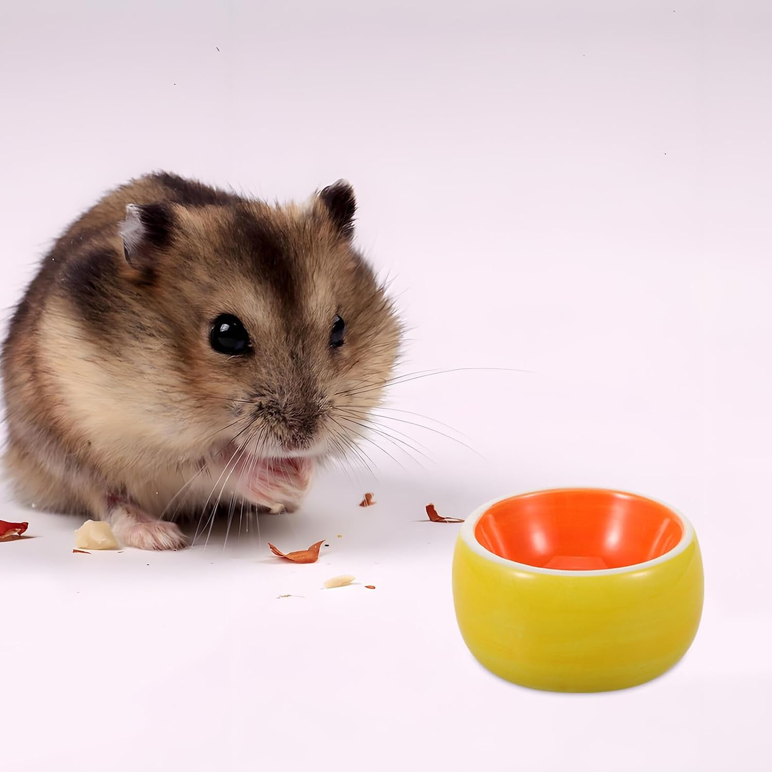 PRETYZOOM Ceramic Hamster Feeding Bowl and Water Dish, Small 8x8x4 Cm Orange Pet Food Bowl for Gerbil, Rabbit, Hedgehog, and Small Animals