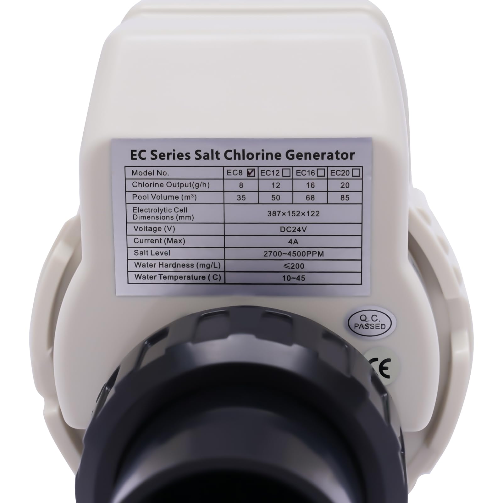Selbstreinigender Salz Chlor Generator für Pools bis 50m³ Whirlpools Schwimmbecken Salzchlorinator mit Einstellbarer Chlorabgabe Kein Chlorgeruch