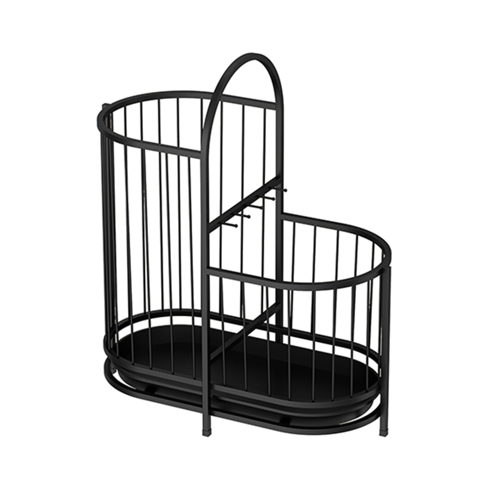 BHFPFZA Metal Freestanding Umbrella Stand with Drip Tray and Hook Black 42cm