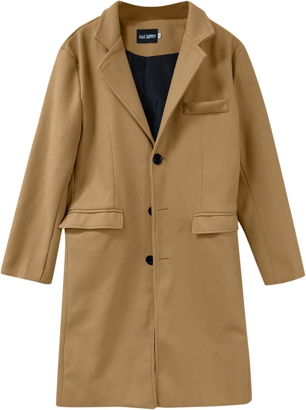 Ymosrh Men's Winter Trench Coat Single Breasted Notched Lapel Long Jacket Casual Fall Business Peacoat Overcoat, XL-4XL