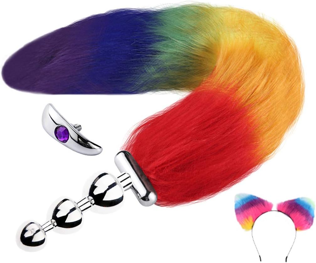 Pfedek アナル 尻尾 プラグ Smアダルトグッズ アナル拡張 開発 テールプラグ 尻尾 初心者 男性用 女性用 ステンレス鋼 Sm コスプレ マッシュルームヘッドはフォックステールアナルプラグをフォックスイヤーヘアピンに置き換えます カラフル Anbx Net