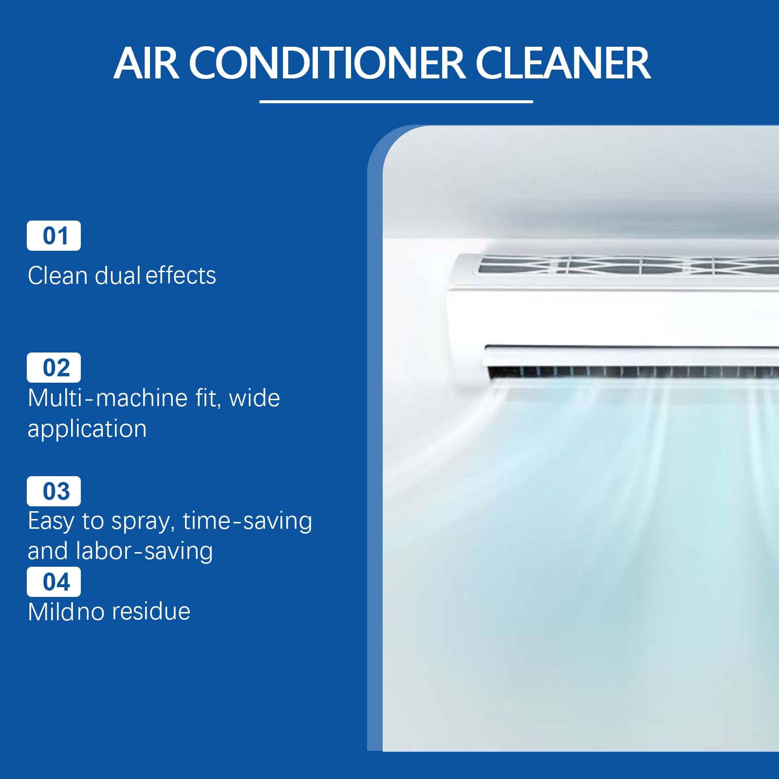 Detergente in schiuma per la pulizia profonda del condizionatore, vaporizzatore, deodorante, deodorante, deodorante, spray per la casa e l'auto, sistema Ac Cleaner, migliore efficienza di