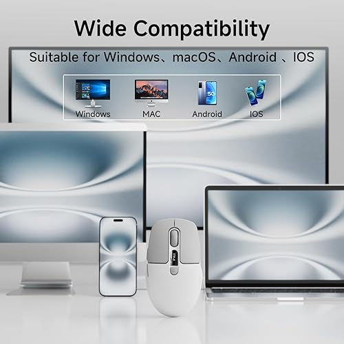 Miniatura 7 de EWEADN Q1 - Ratón inalámbrico, Bluetooth y mouse silencioso de 2.4 G, clic silencioso con 3 niveles de DPI, batería y pantalla inteligente DPI, 6