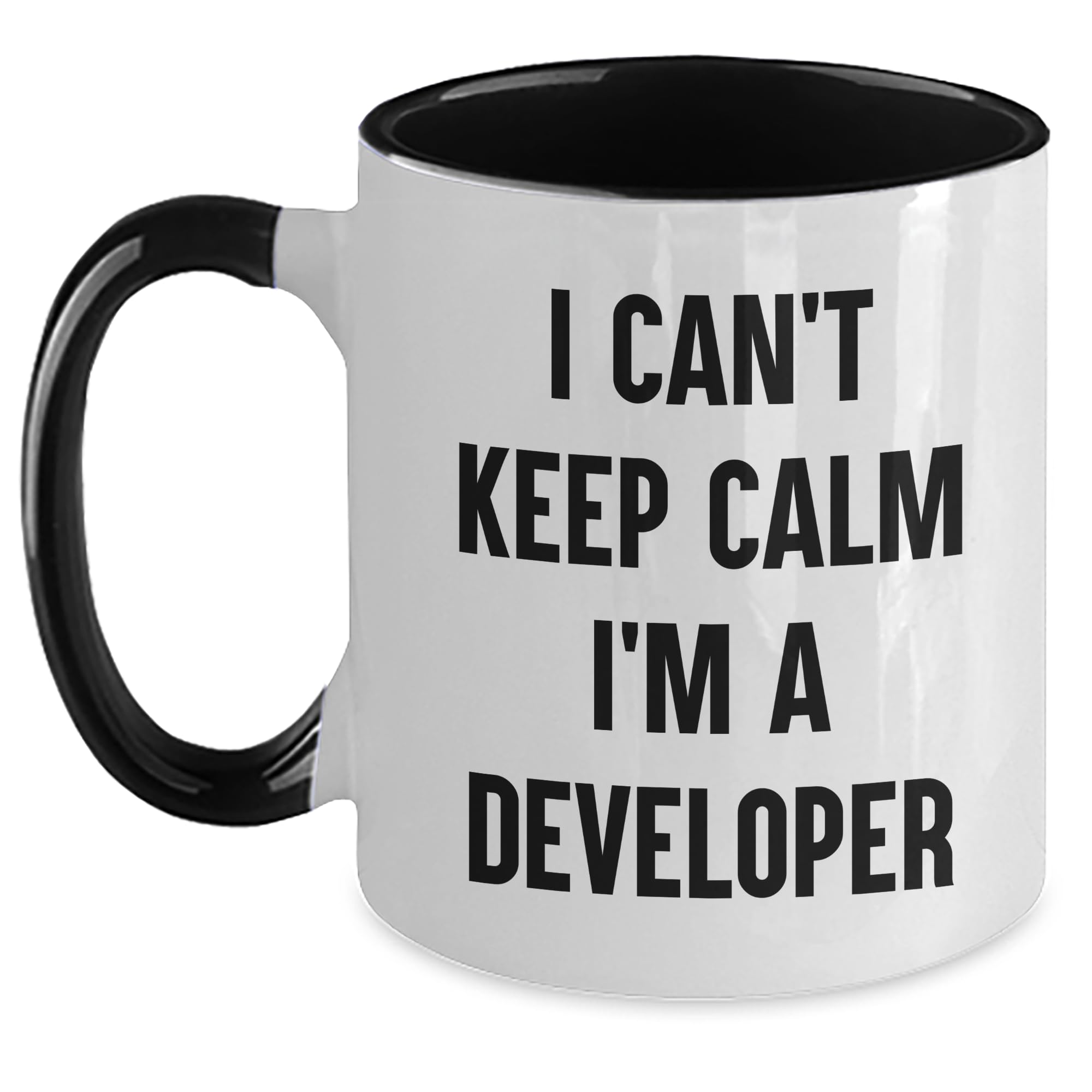 Developer's Humorous Gift: I Can't Keep Calm I'm A Developer Two Tone Coffee Mug, Gifts from Men to Friends, Christmas Unique Gifts