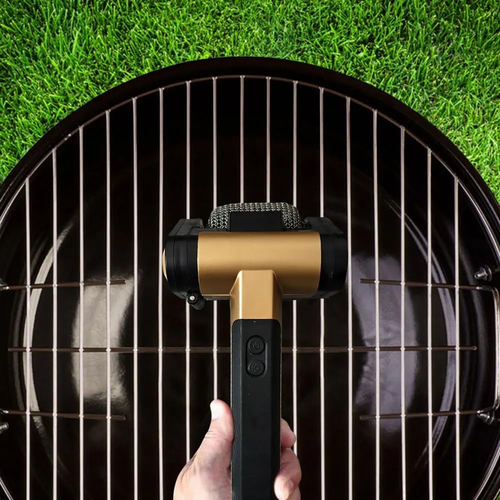 Cepillo Limpiador Eléctrico de Acero Inoxidable con Rodillo para Parrillas, con Cabezales Reemplazables y Luz LED. Herramientas de Limpieza para Barbacoas.