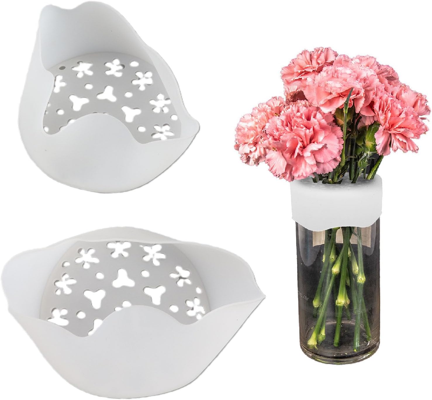 GLOGLOW 2 Pack Flexible Silicone Floral Arrangement Holder, 2.76in Diameter