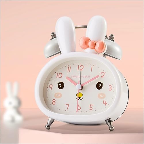 Miniatura 8 de Alarm Clock Bedroom 3.5 Inches Twin Bell Loud Alarm Clock for Kids, Backlight, Battery Operated Alarm Clock for Bedrooms, Rabbit Table Clock Bedside