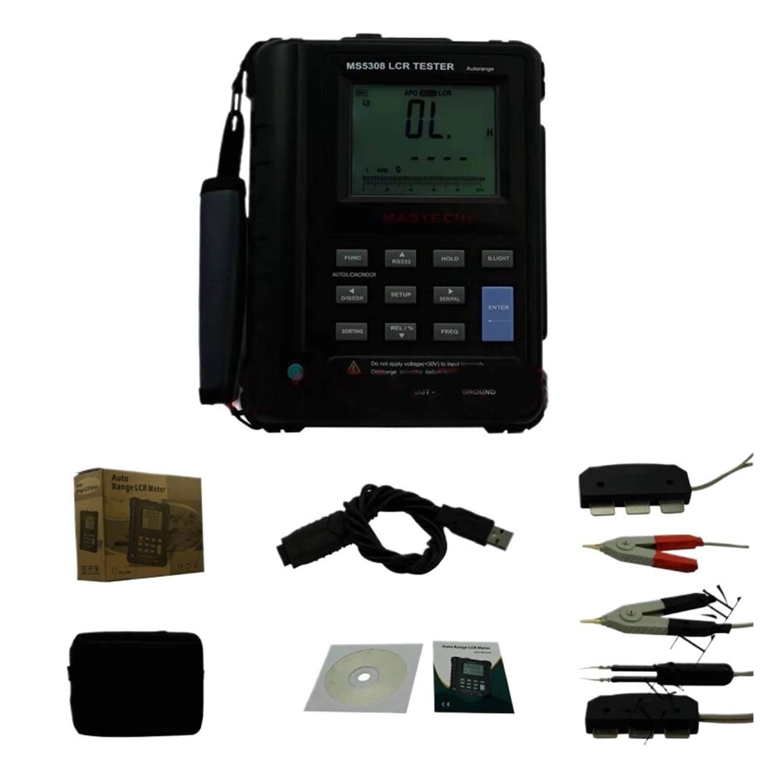 Medidor LCR Digital de Rango automático portátil, medidor de Resistencia, capacitancia e inductancia, Pantalla LCD Dual