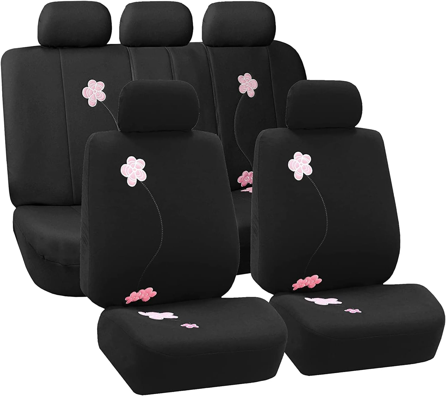 FH Group Car Seat Covers Full Set Cloth Universal Fit, Automotive Seat Covers, Low