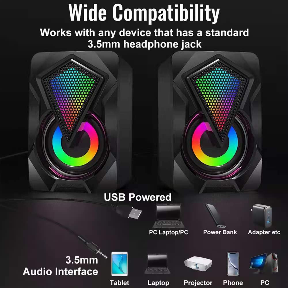 Ordenador 0.138 in Altavoces Led/Control de volumen alimentado por USB para portátil 7