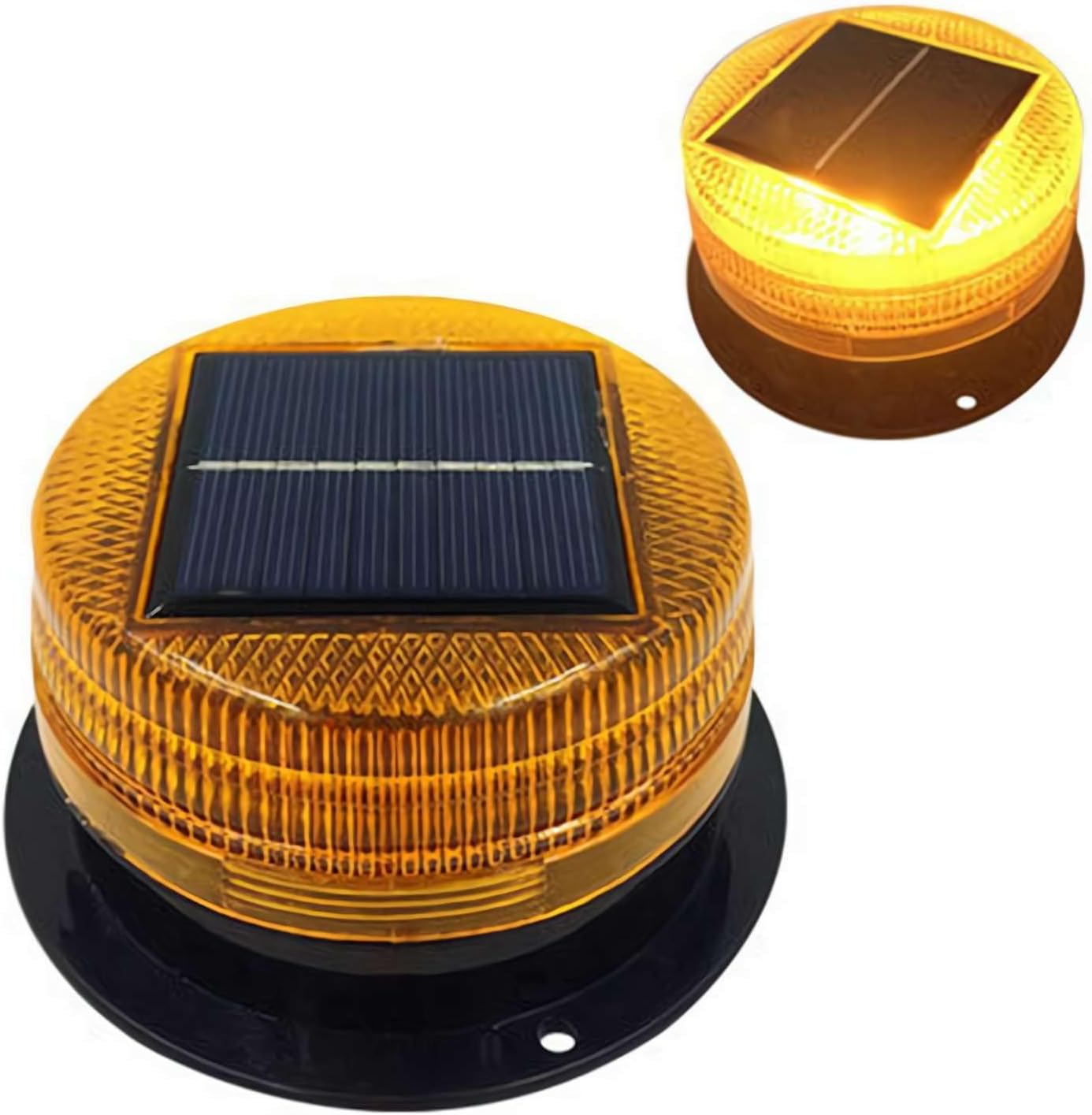 Lampes solaires clignotantes d’urgence LED sans fil avec base magnétique pour voiture, camion, jaune