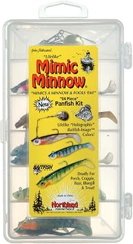 Northland Fishing Tackle Mimic Minnow Panfish Lure Kit, Assorted Size & Color Pre-Rigged Swimbait Kit for Crappie, Bluegill, Perch Fishing, 24 Pieces Per Kit