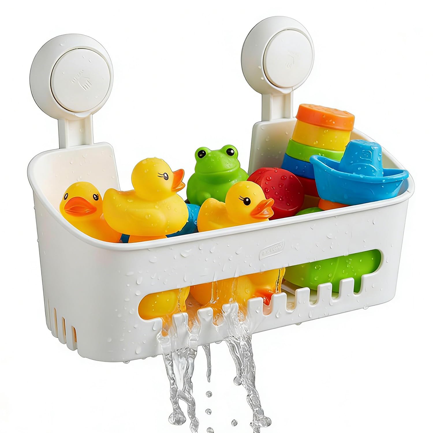 Yomjarl Bath Toy Storage Organizer Kids Bathtub Toy Holder with Drain Holes Shower Caddy for Bathtub No Drilling