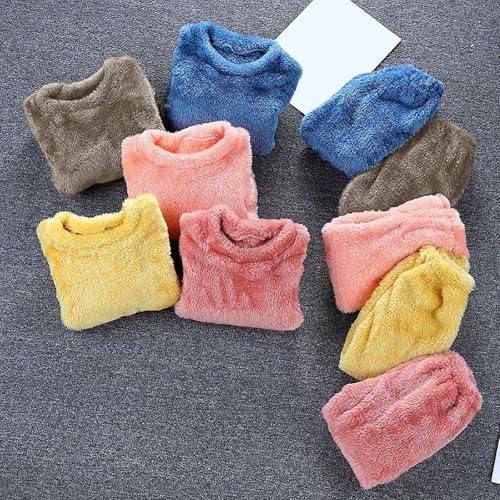 Pijama infantil macio de pelúcia de manga comprida para meninos e meninas, 2 peças, conjunto de roup