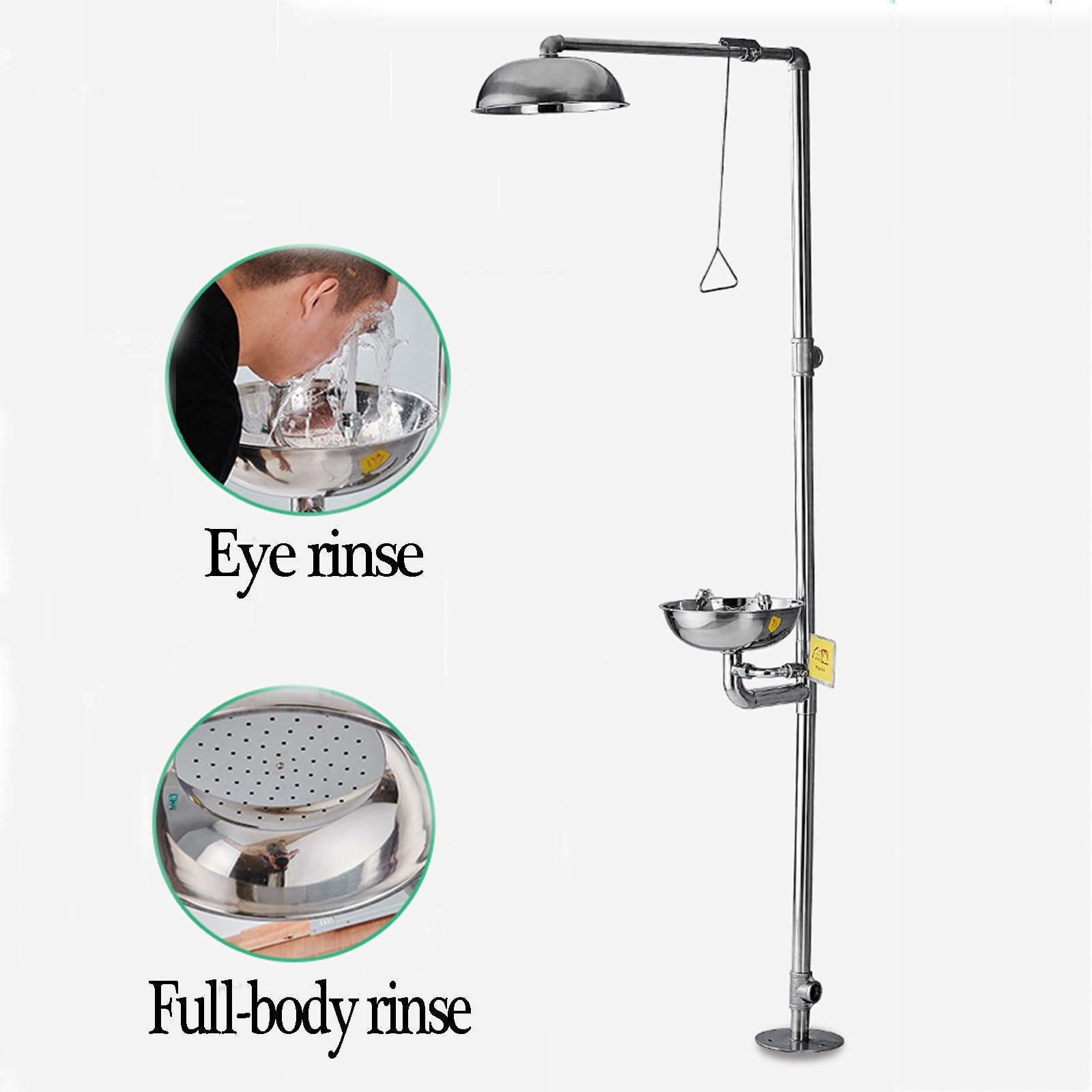 Station de Lavage oculaire d'urgence, Station de Lavage et de Douche oculaire en Acier Inoxydable 304, adaptée aux environnements industriels, commerciaux et de Laboratoire, 2,2