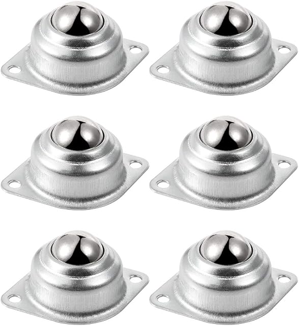 Skelang 6 Pcs 25mm Ball Transfer Bearing Unit, Universal Transfer Bearing castors, Ball Roller castors for Conveyor, Transmission, Furniture, Load Capacity 30kg per Castor