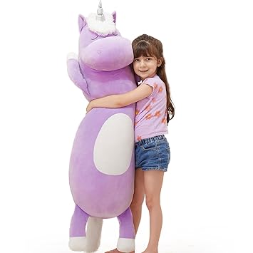 MorisMos Large Unicorn Body Pillow 4 Ft,51in Long Plush Unicorn Stuffed Animal Body Pillow, Purple Unicorn Pillow for Girl Boy,Cute Kid Body Pillow for Adult,Soft Hugging Pillow Gift for Girlfriend