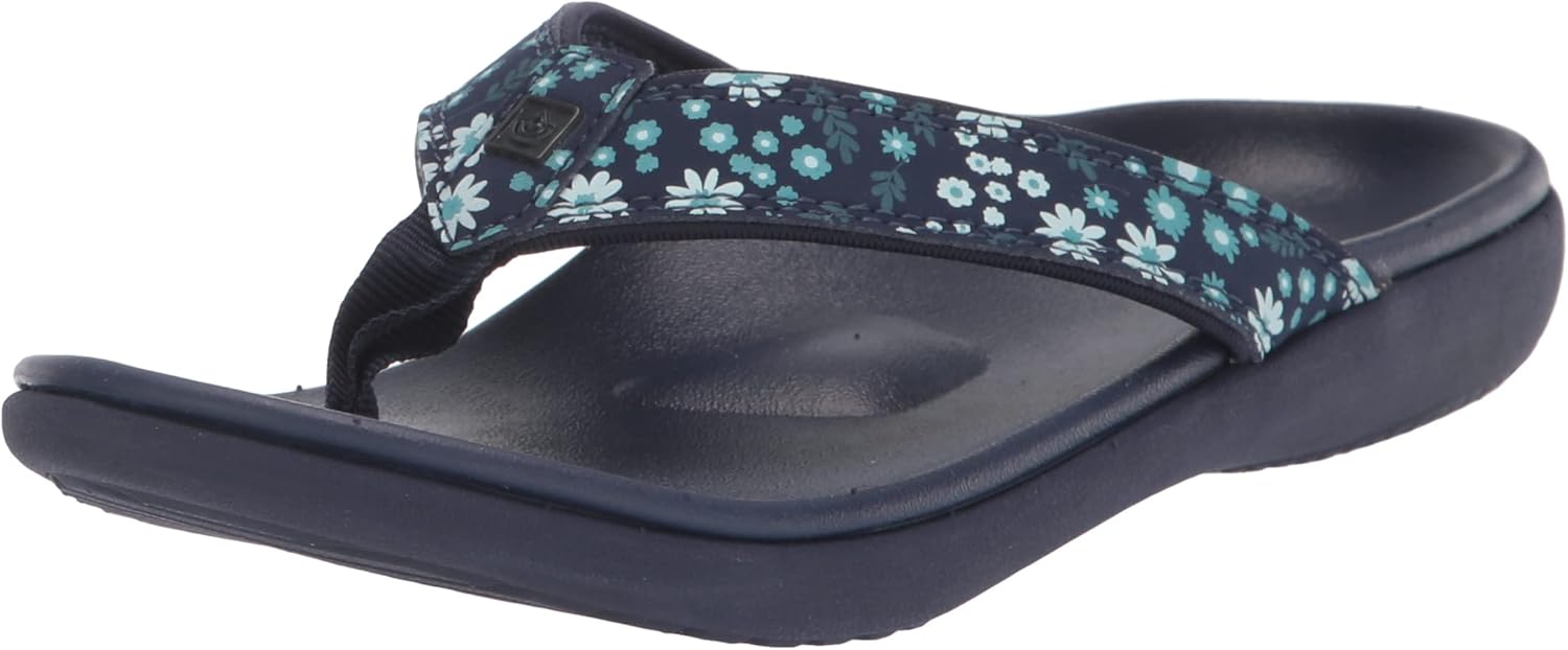 Spenco Women's Yumi Nuevo Floral Flip-Flop, Dark Navy, 9 Wide