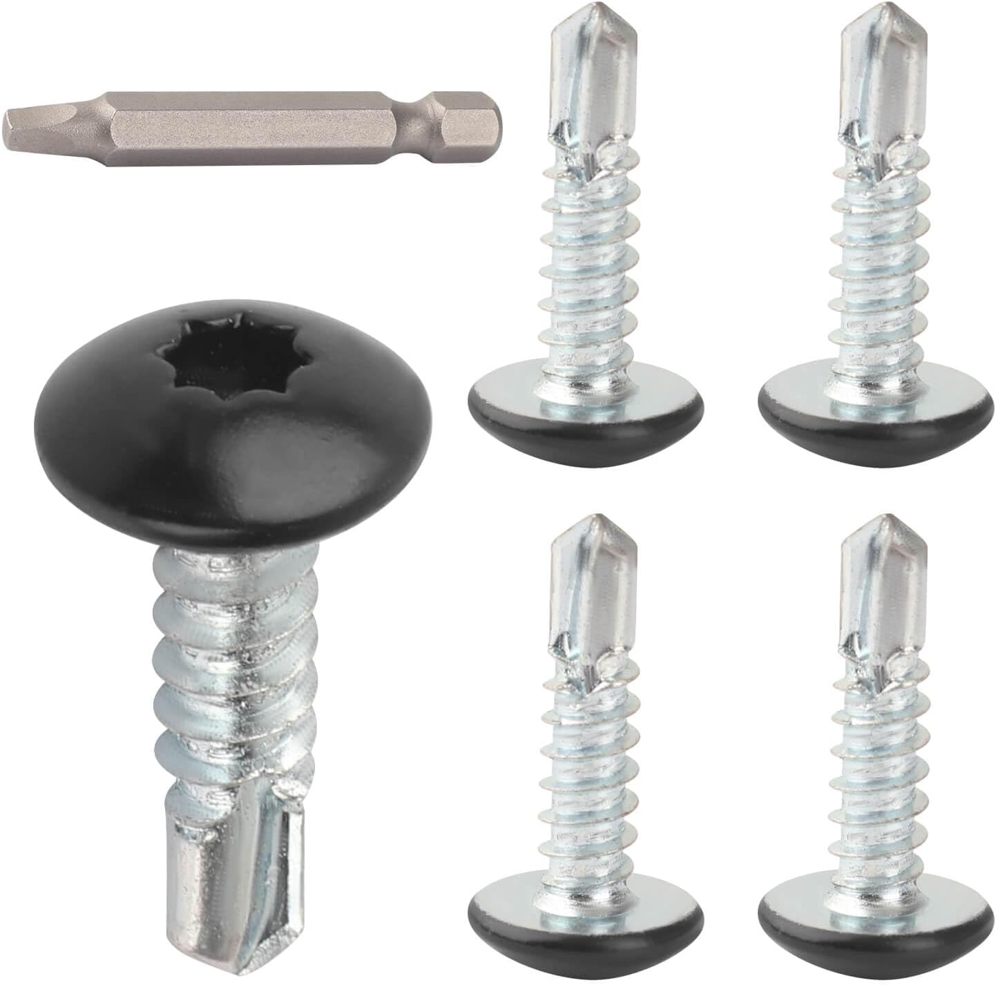 Enclosed Trailer Screws Self Tapping Black - 100 Pack#10 x 3/4 Inch Self Drilling Sheet Metal Screws/w SQ #2 Head Bit for Enclosed Cargo Trailer Repair Screws, Universal RV Fasteners
