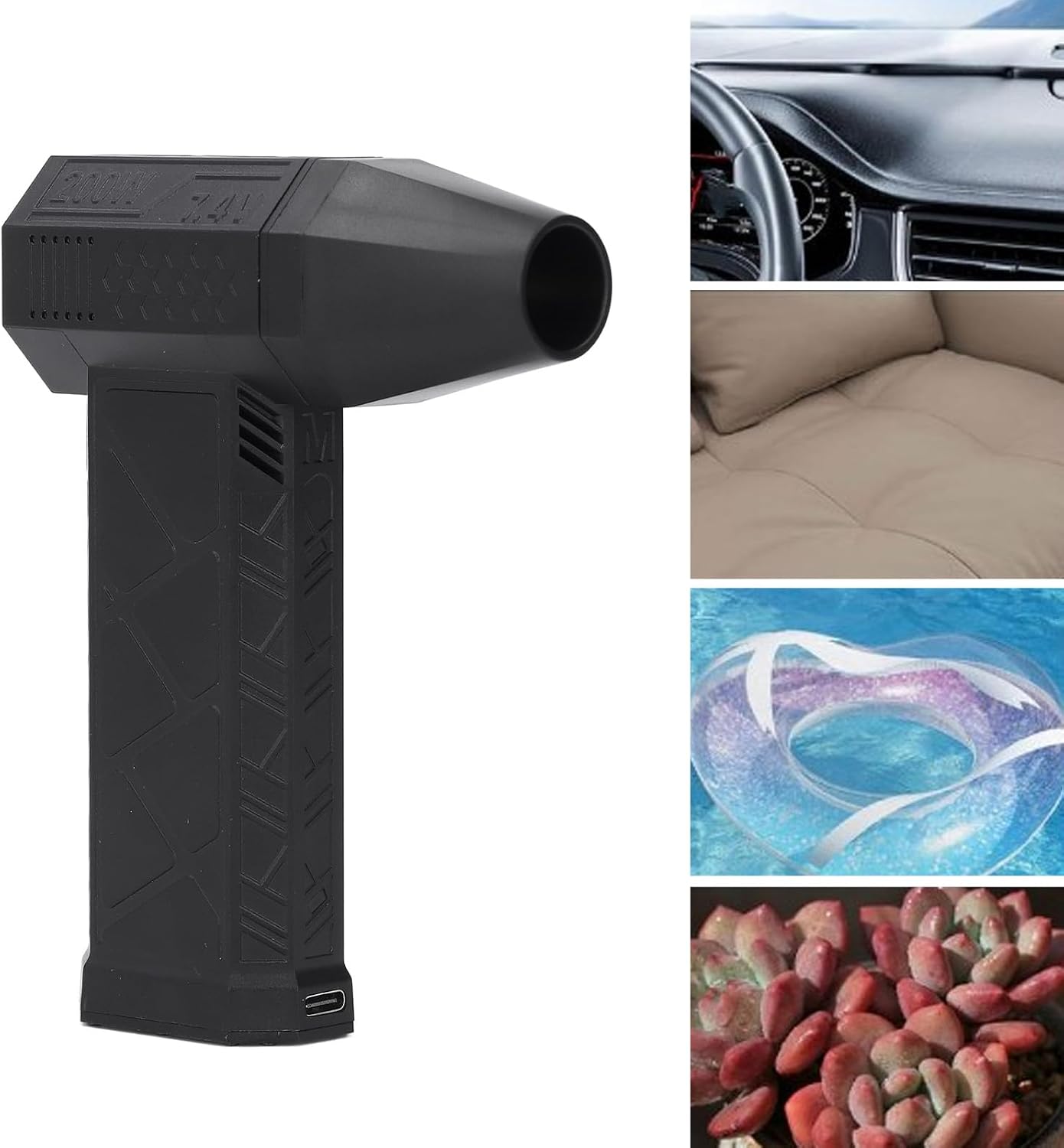 Car Dryer Air Blower,200W 3 Gear Adjustable Mini Blower,130000RPM Electric Air Duster for PC Keyboard Car Cleaning