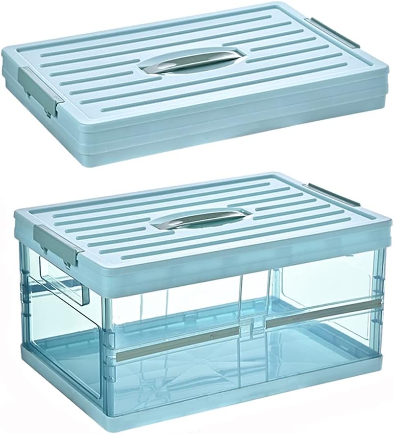 ZJT Foldable Storage Box, Plastic Storage Box, Side Open Storage Box, Transparent Storage Box, Can Store Books, Clothes
