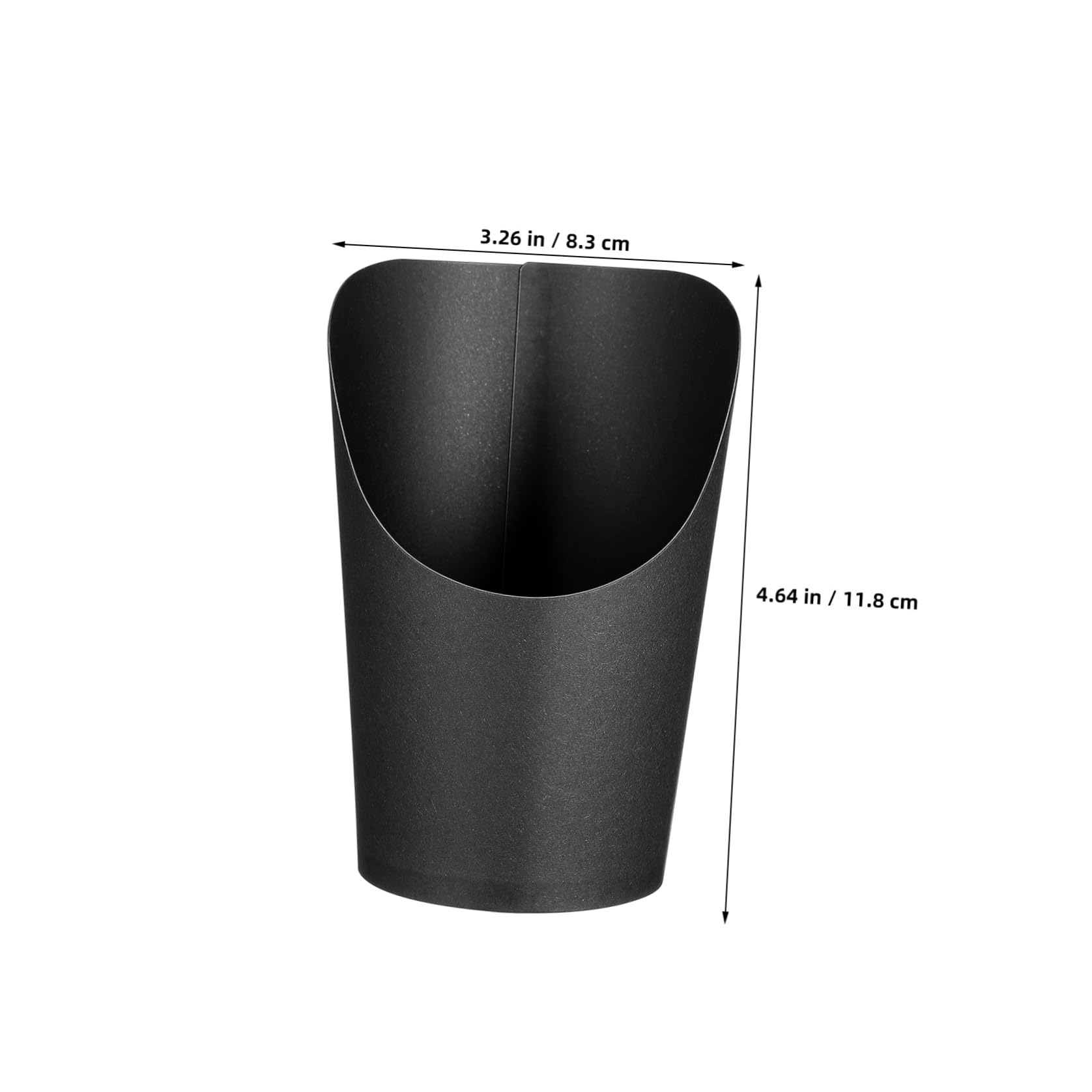 100 Bicchieri di Carta Neri da 14oz Bocca Obliqua per Snack e Patatine Fritte, Capacità Grande, Facili da Usare, per Casa e Ristoranti