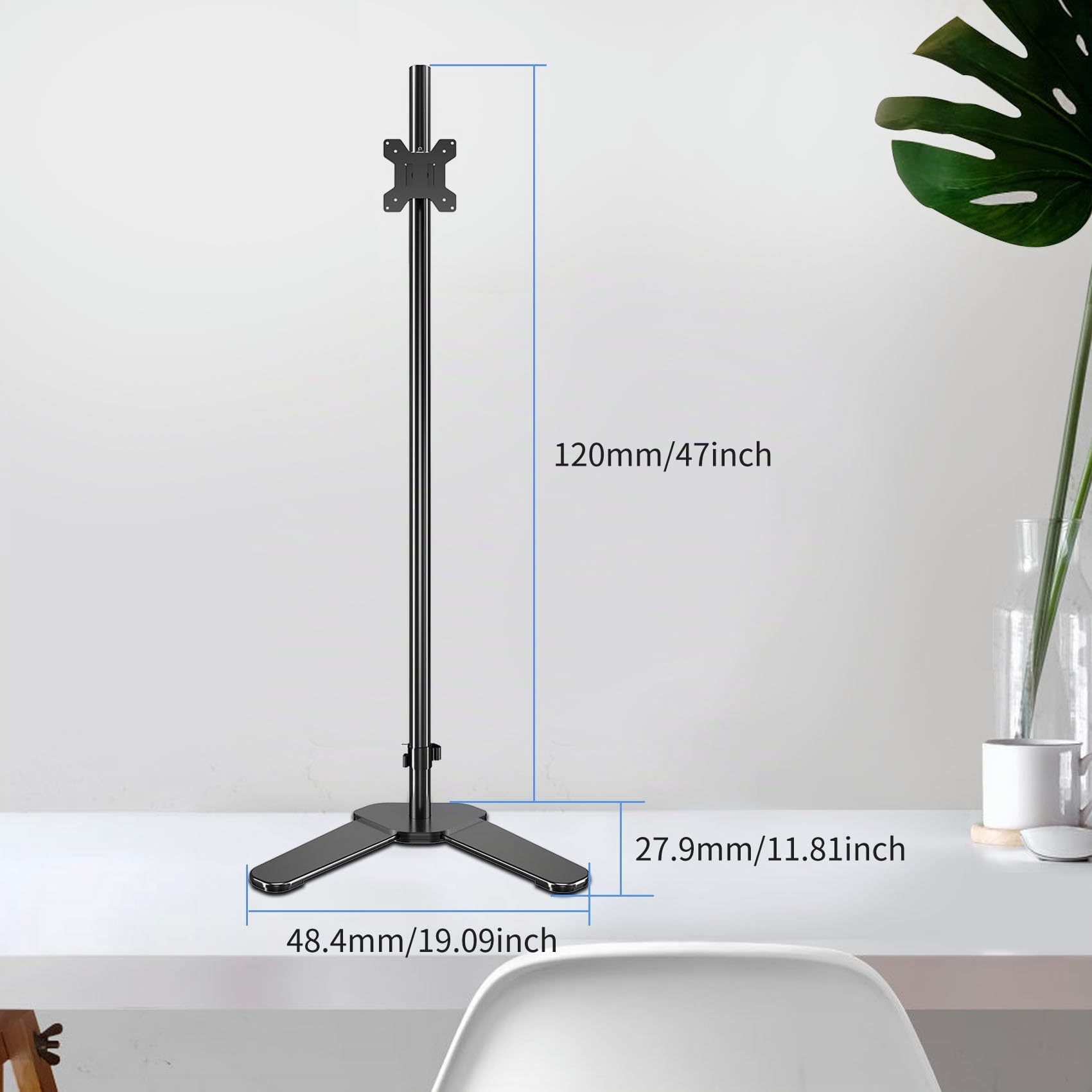 Pholiten Support d'écran, Support pour écran réglable en Hauteur 120 cm, Support d'écran Extra Long, Support de Bureau pour écran Stable et Polyvalent, Confort Ergonomique et Gain de Place