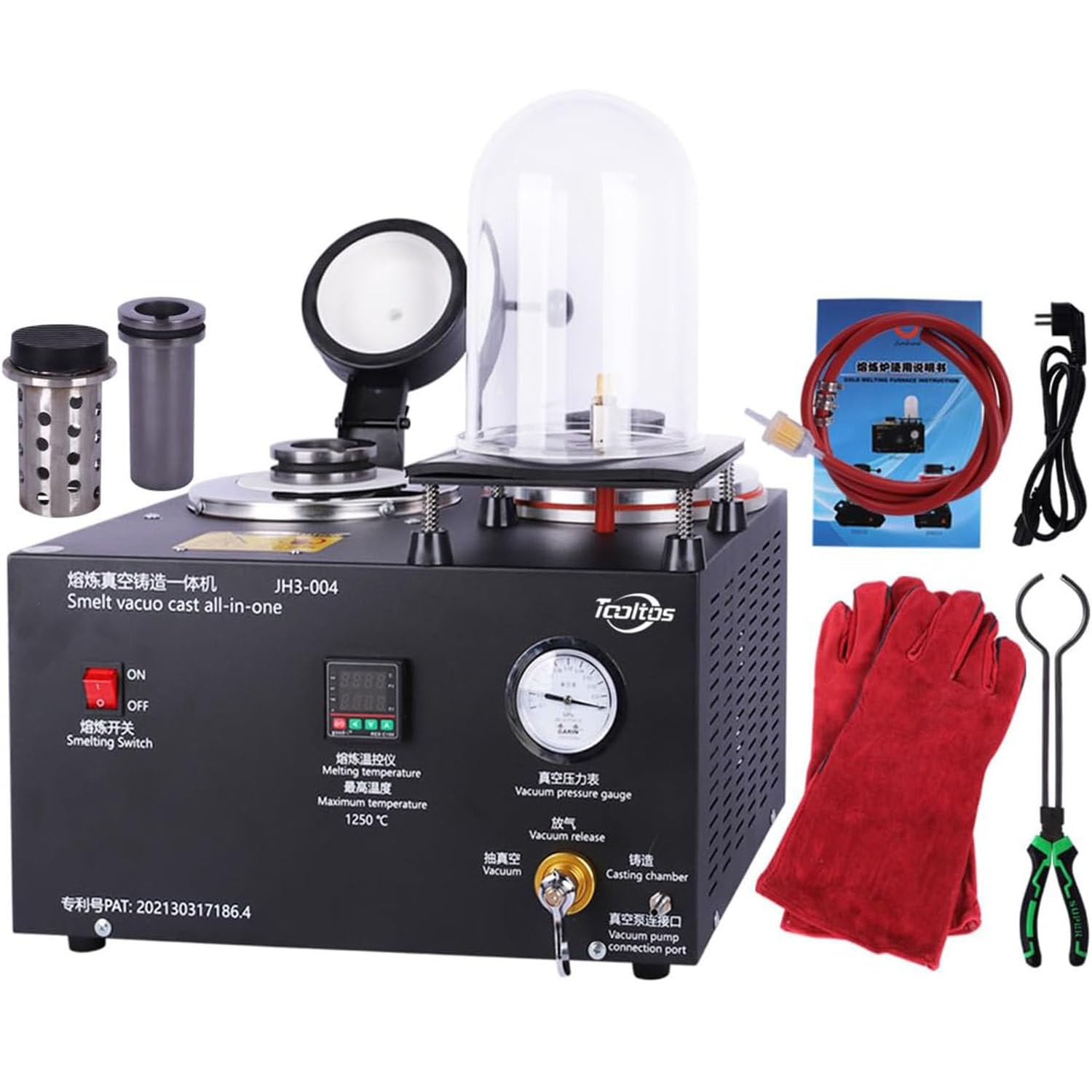 Jozyjul 2Kg Jewelry Casting Vacuum Melting Machine, 1Kg/2Kg/3Kg Jewelry Spot Welding Machine, Jewelry Lost-Wax Casting Combination Vacuum Casting Machine, Metal Melting Casting Tool