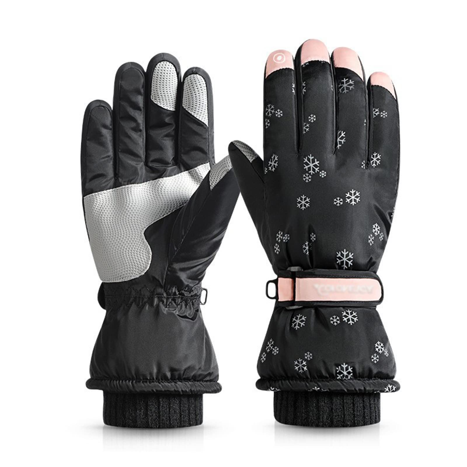 Winter-Schnee-Skihandschuhe, mit Handgelenksleinen, für Herren Damen Ski Skating und Outdoor-Aktivitäten Anti-Rutsch-Handschuhe. (Color : Black 2, Size : 11.41in*10.23in*8.26in) Fashion