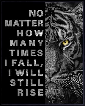 Inspirational Quotes Wall Decor for Men - Home Office Wall Decor positive Sayings - Gym Motivational Decoration, Encouragement Gifts - Garage, Man cave Print - Black and White Sports Quotes Artwork