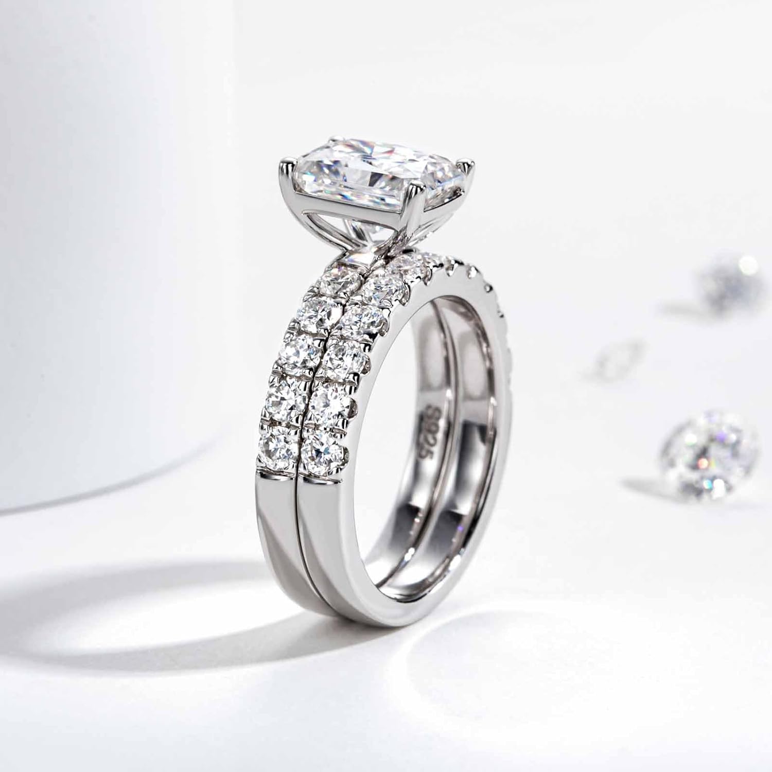 Moissanite Eternity Rings Wedding Bands 2.5MM D Color VVS1 Round Cut Moissanite Diamond 925 Sterling Silver Half Eternity Band Anniversary Rings for Women - Image 5