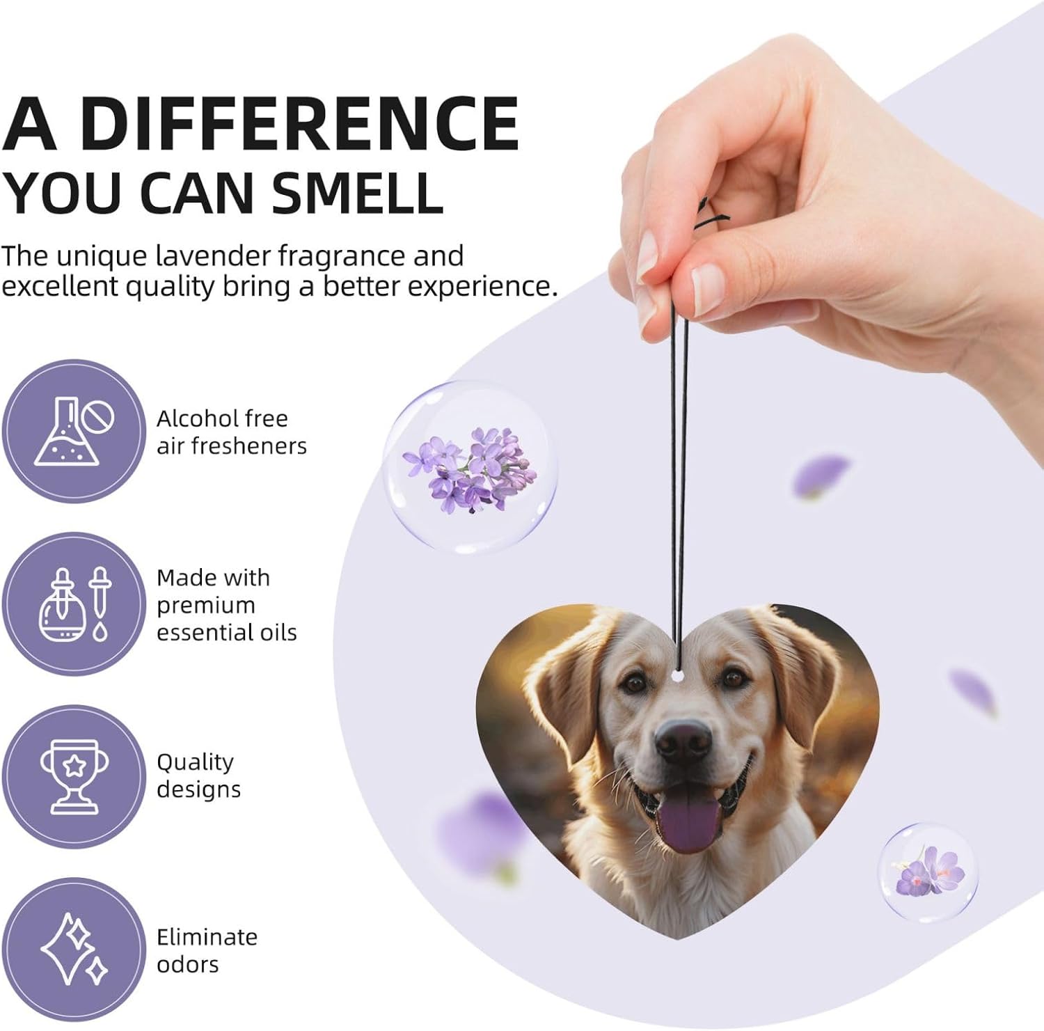 Car Air Freshener 24 PCS Labrador Retriever Dog Hanging Car Air Fresheners Auto Interior Decor Card Freshener Strong Scented Card Lavender Cars Scents for Office Bedroom Close Drawer Heart Shape