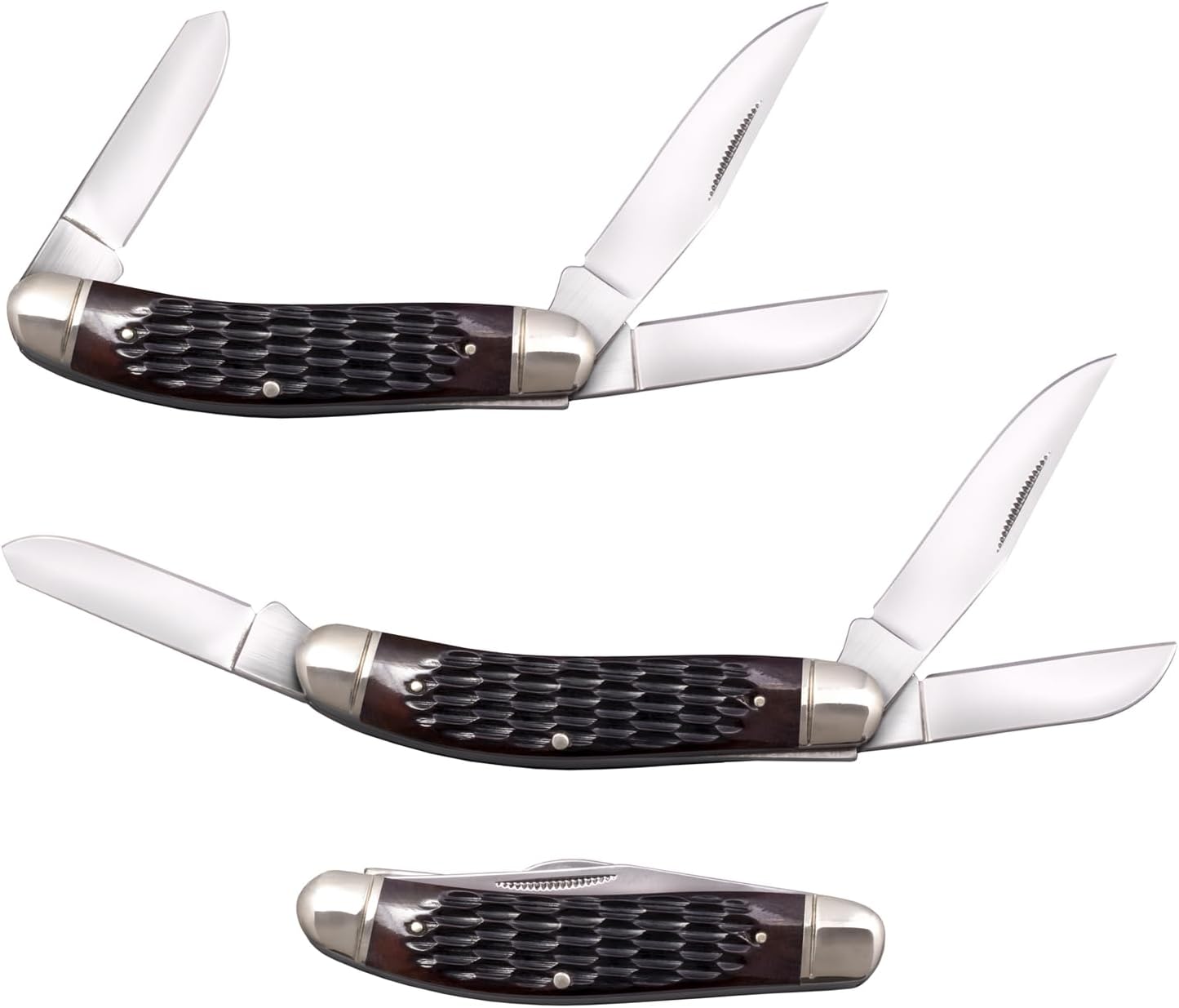 Gentlemen's Stockman Versatile Practical Durable Compact Pocket Folding Knife - 3 Blades; Bone Handle; Slip Joint Lock