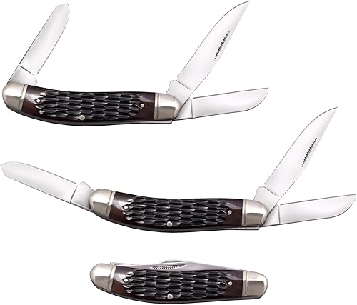 Cold Steel Gentlemen's Stockman Versatile Practical Durable Compact Pocket Folding Knife - 3 Blades Bone Handle Slip Joint Lock