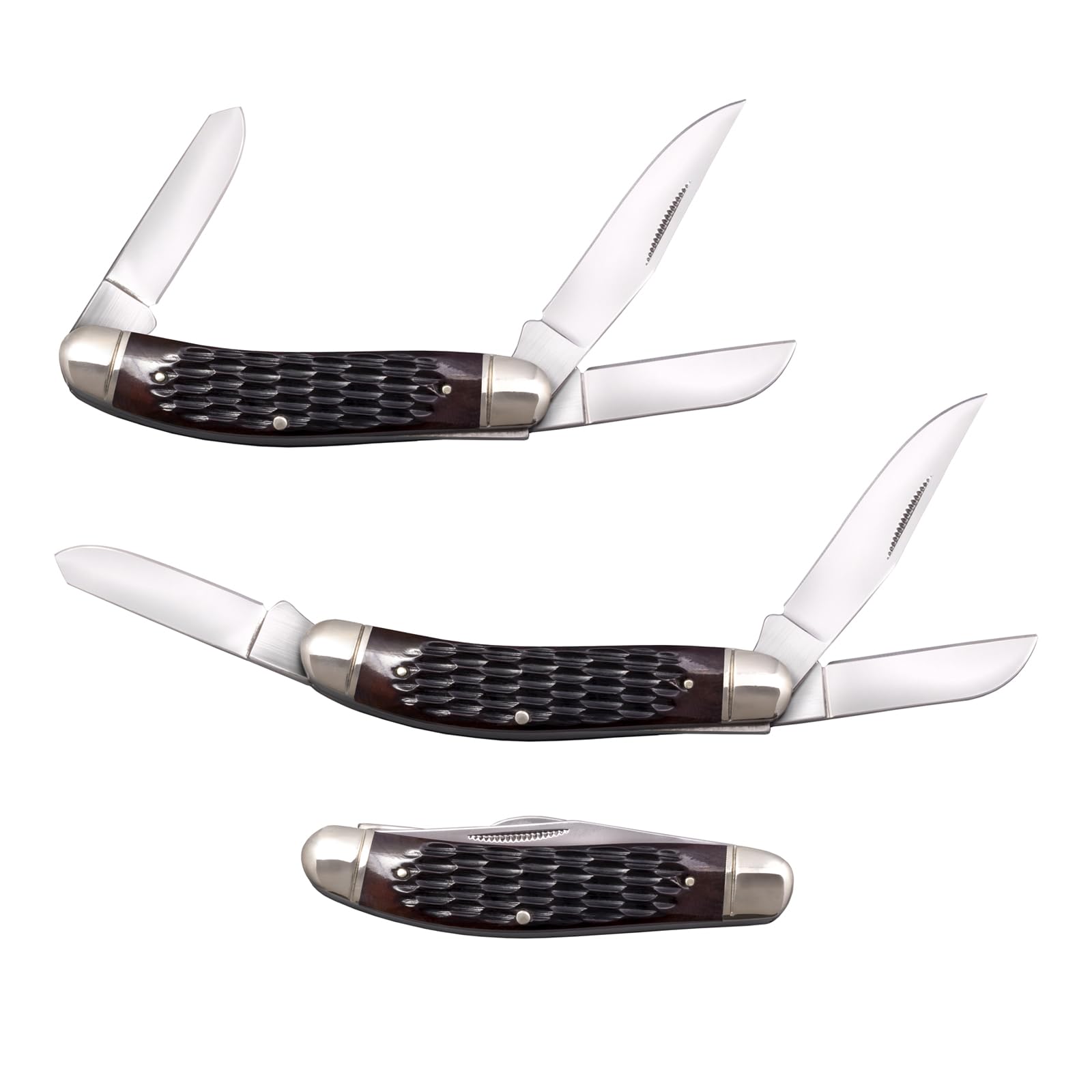 Gentlemen's Stockman Versatile Practical Durable Compact Pocket Folding Knife - 3 Blades; Bone Handle; Slip Joint Lock