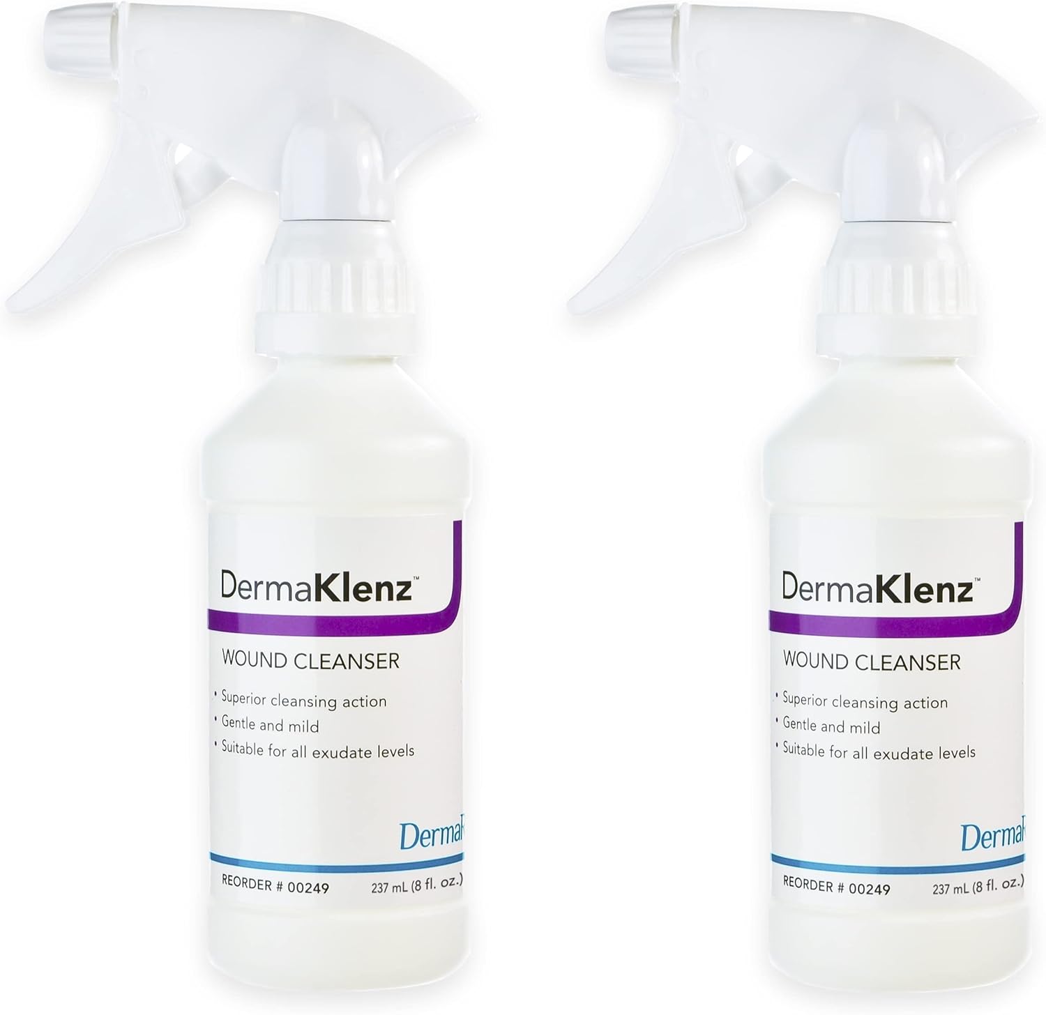 DermaRite DermaKlenz Wound Cleanser – Mild, No Rinse Spray Cleanser with Zinc Acetate – Detergent Free – 2-Pack Spray Bottles, 8 oz. Each : Health & Household