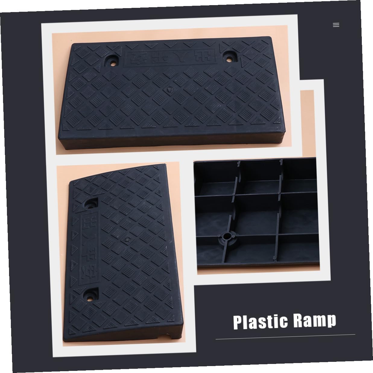 Plastic Car Threshold Ramp 50x27x9cm Black Vehicle Loading Curb Ramp for Motorcycle Scooter Application