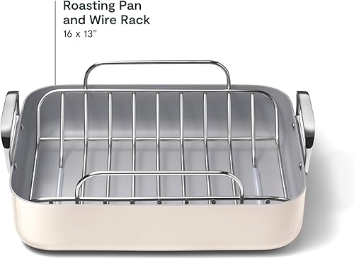 Miniatura 3 de Caraway Roasting Pan - 16x13 Roasting Pan with Rack - Non-Stick Ceramic Coated - Non Toxic, PTFE & PFOA Free - Oven Safe & Compatible with All
