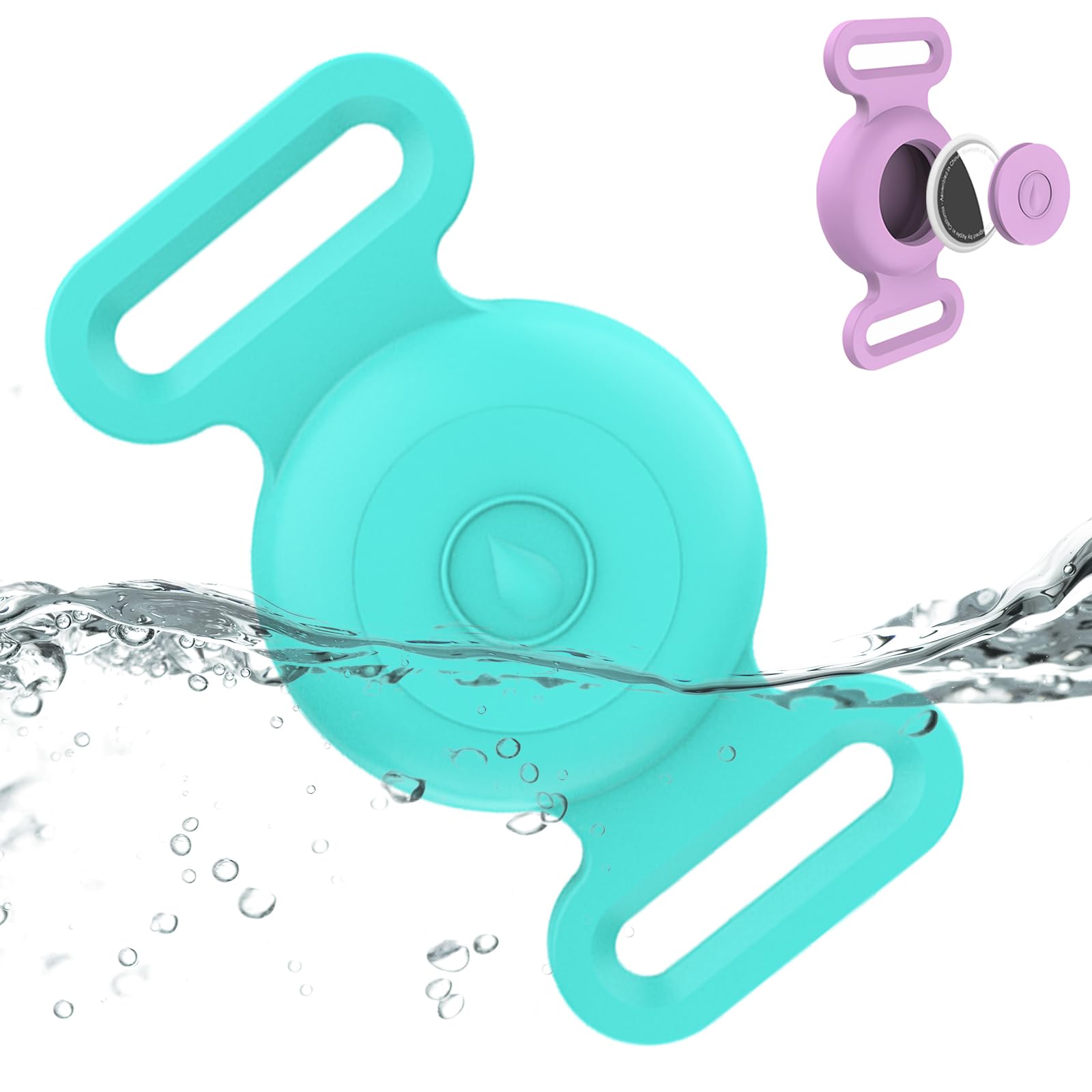 Airtag Collar Holder - Waterproof Silicone Case for Apple AirTag, Anti-Lost Holder for Pet Cat Dog GPS Tracker (Mint Green)
