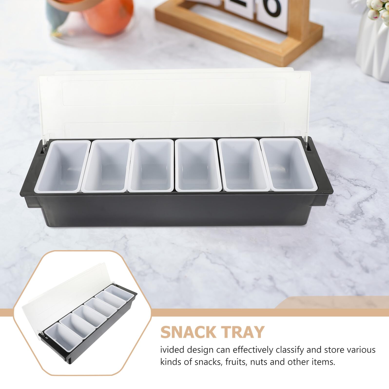 Snack Box con Scomparti Resistente per Snack e Frutta Secca Vassoio Portamerenda Leggero e Durevole per Dessert Noci e Aperitivi per Uso Indoor e Picnic Outdoor
