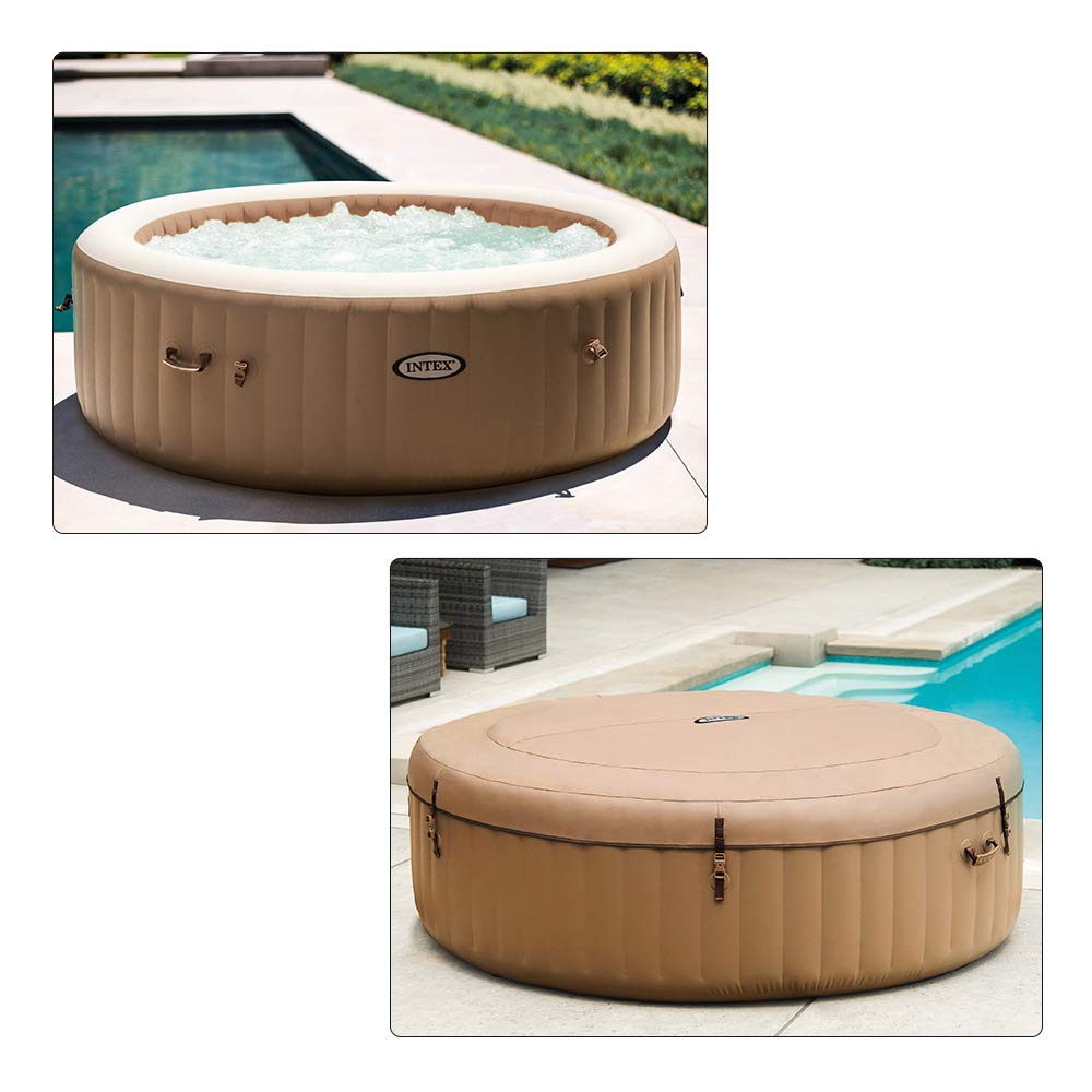 Intex 28428 Pure Spa Bubble Therapy, 216 X 71 Cm 6 Posti, Sabbia, con Pompa, Riscaldatore, Sistema Purificazione Acqua, Beige Classic & 28503 Luce A LED Multi-Color con Batteria per Bubble Spa