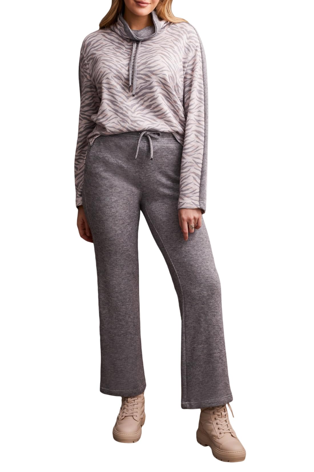 Tribal Womens Tribal Womens Grey Mix Pull-on Pants with Pockets