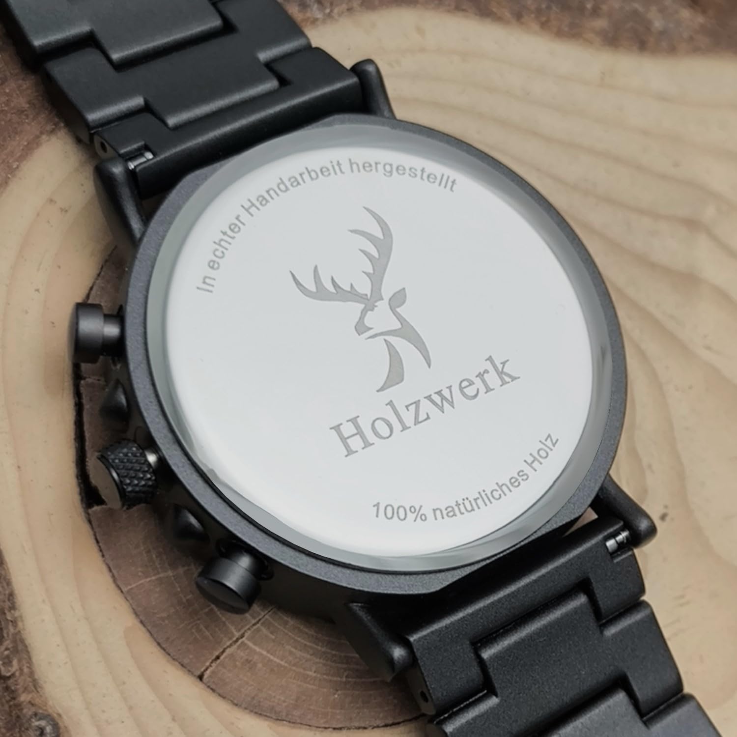 Holzwerk Germany Ręcznie wykonany designerski zegarek męski ekologiczny naturalny drewniany zegarek chronograf bransoletka zegarek analogowy zegarek kwarcowy zielony brązowy czarny data drewno,