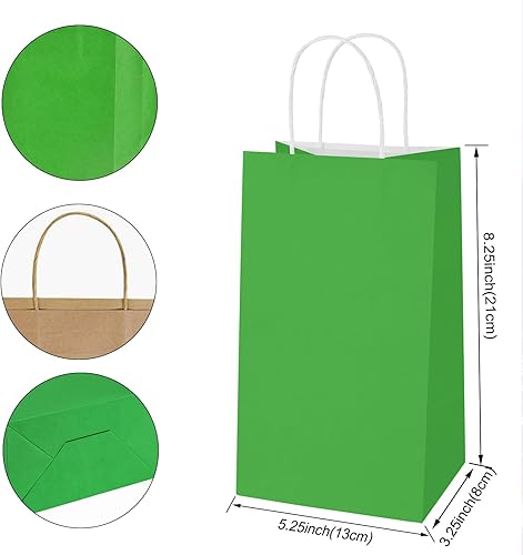 Miniatura 3 de MOORAY Paquete de 100 bolsas de papel pequeñas blancas con asas a granel, bolsas de papel de regalo, 5.25 x 3.25 x 8.25 pulgadas, papel de estraza