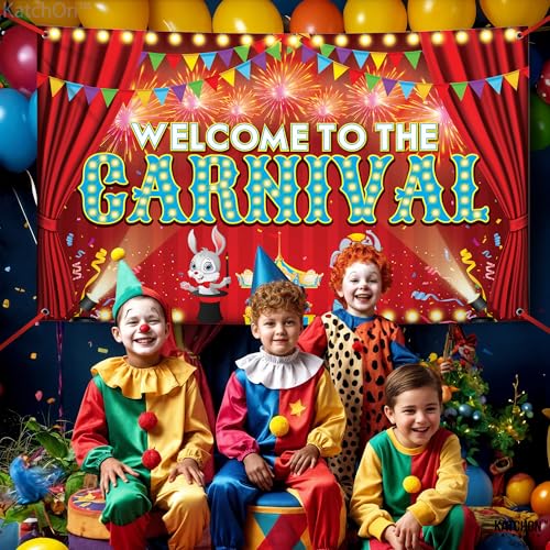 Image of KatchOn, XtraLarge Welcome to the Carnival Banner - 72x44 Inch | Carnival Decorations, Circus Backdrop Banner | Carnival Theme Party Decorations, Outdoor Events, Party Games, Photo Props Decor