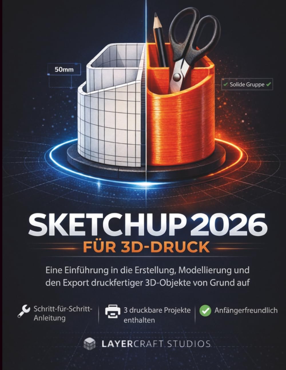SKETCHUP 2026 FÜR DEN 3D-DRUCK: Eine Einführung in die Erstellung, Modellierung und den Export druckfertiger 3D-Objekte von Grund auf